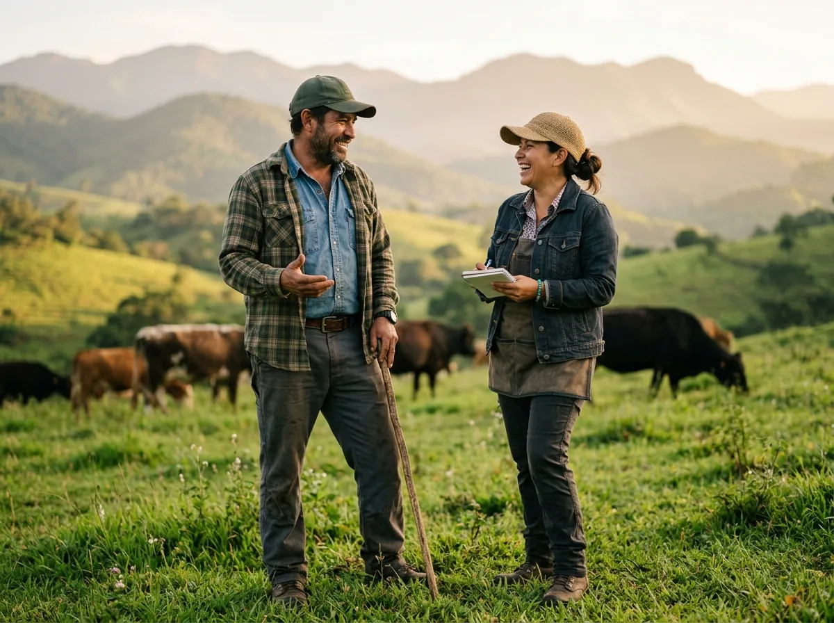 Productores conversando en el campo